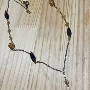 Elegant Gold and Red Beaded Necklace